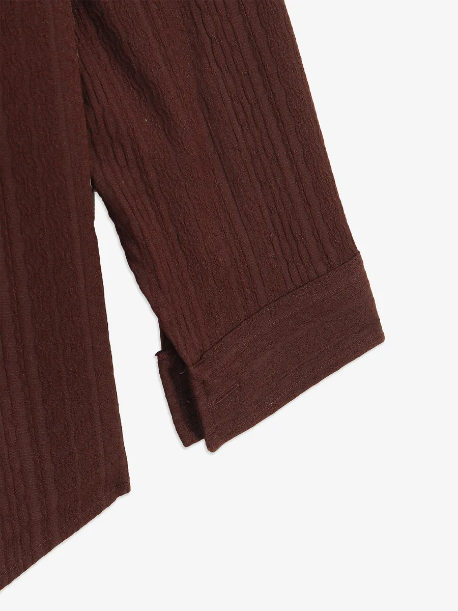 BLAZO brown cotton stripe shirt