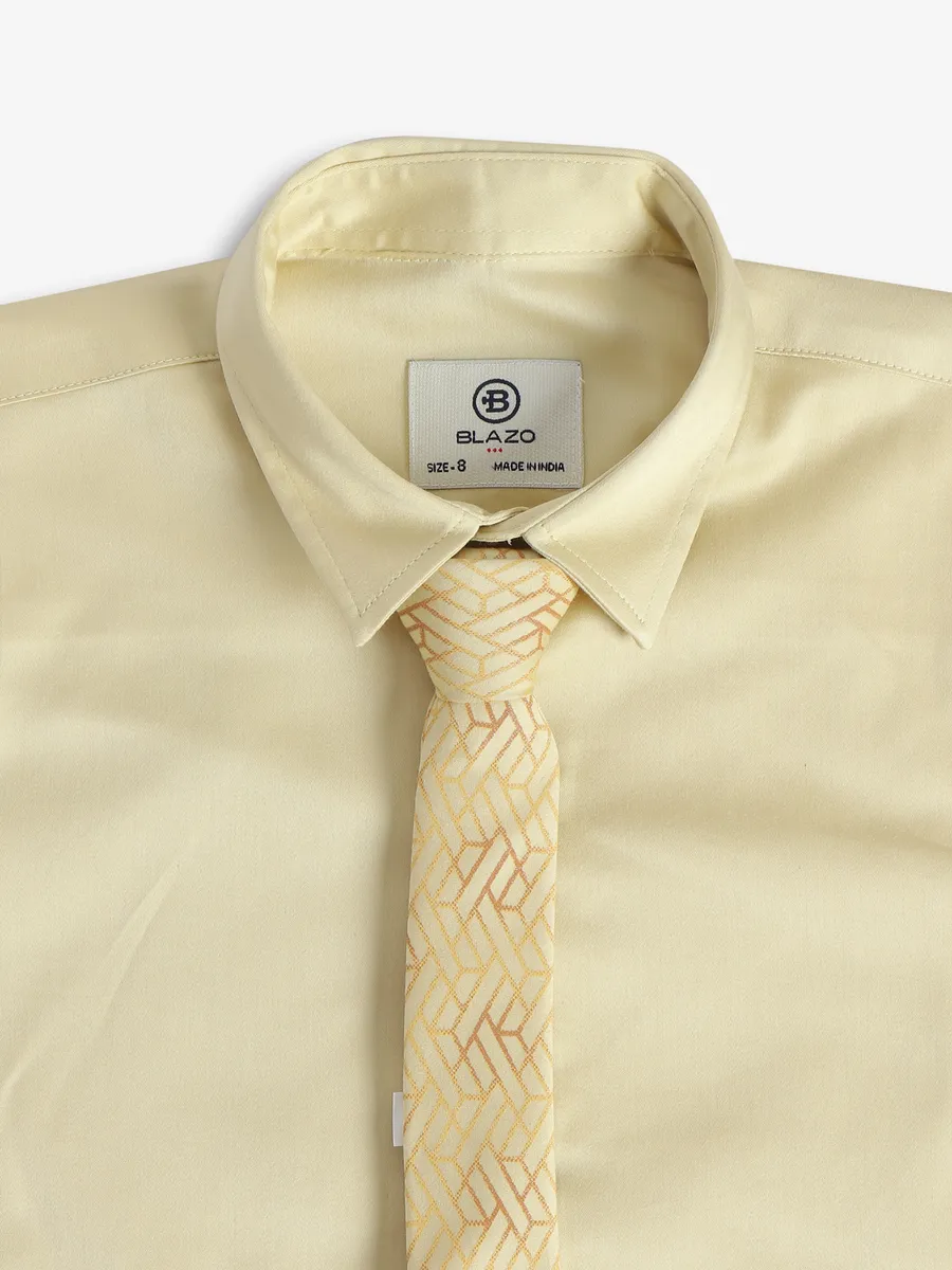 Blazo cotton light yellow plain shirt