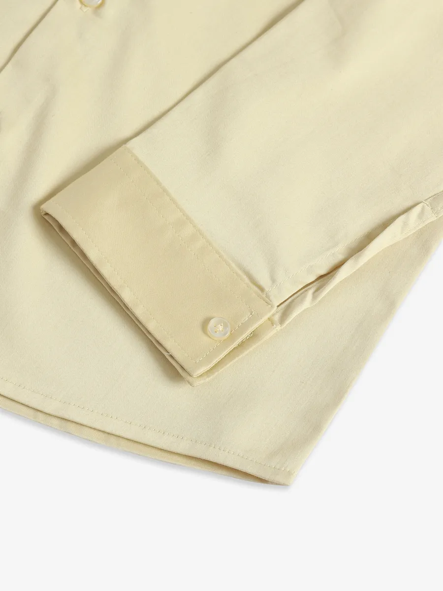 Blazo cotton light yellow plain shirt