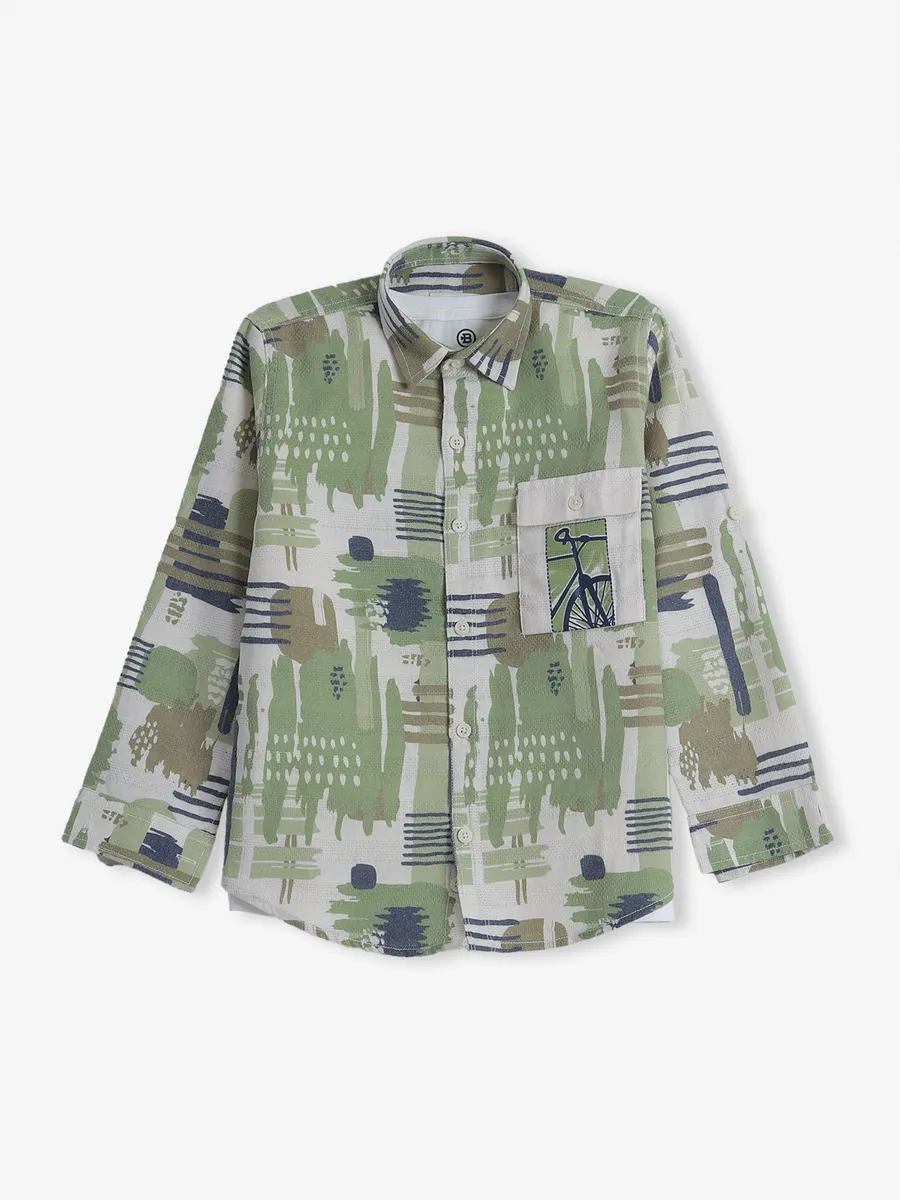 BLAZO green printed cotton shirt