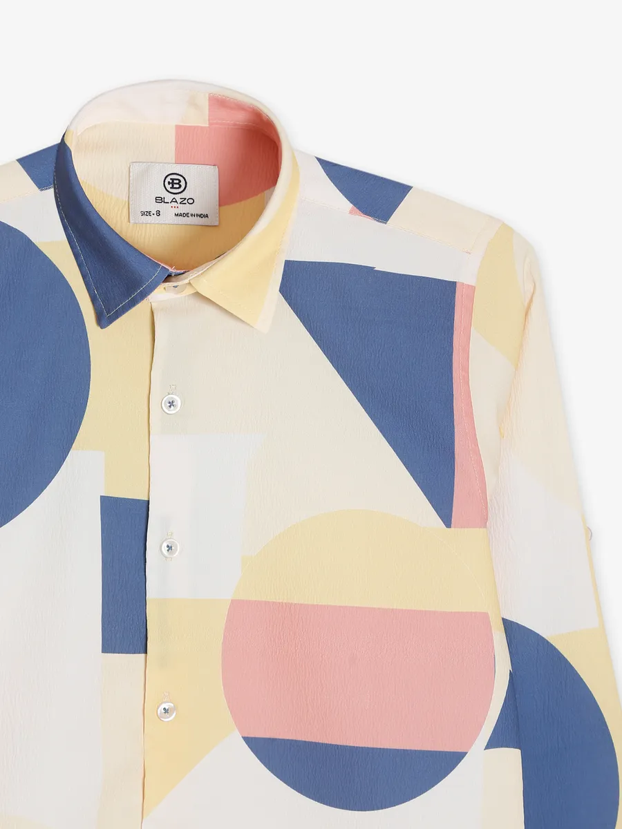 Blazo light yellow printed shirt