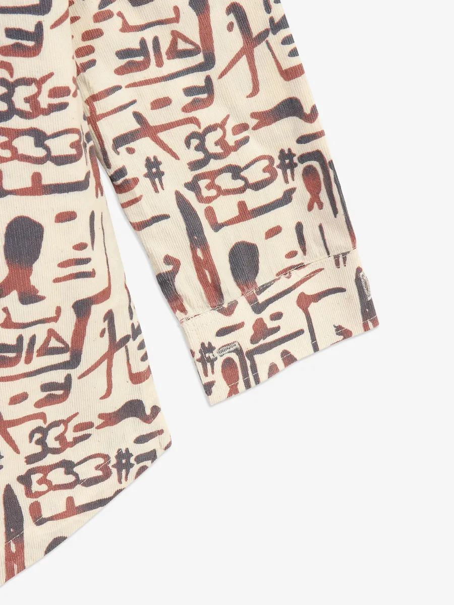 BLAZO maroon printed cotton kurta syle shirt