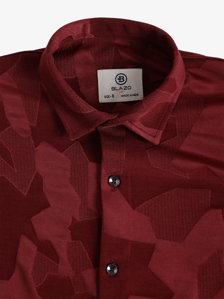 Blazo maroon texture cotton shirt