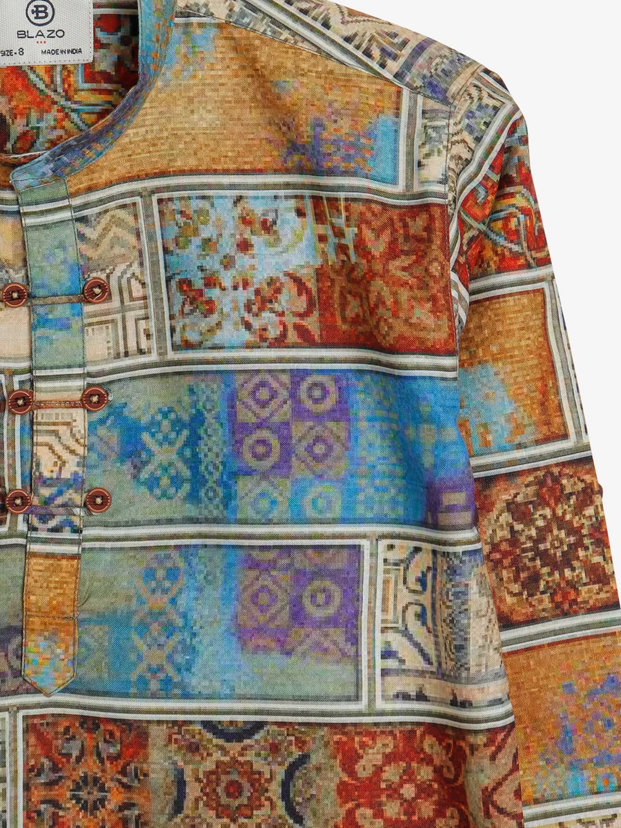 Blazo multi color printed kurta style shirt