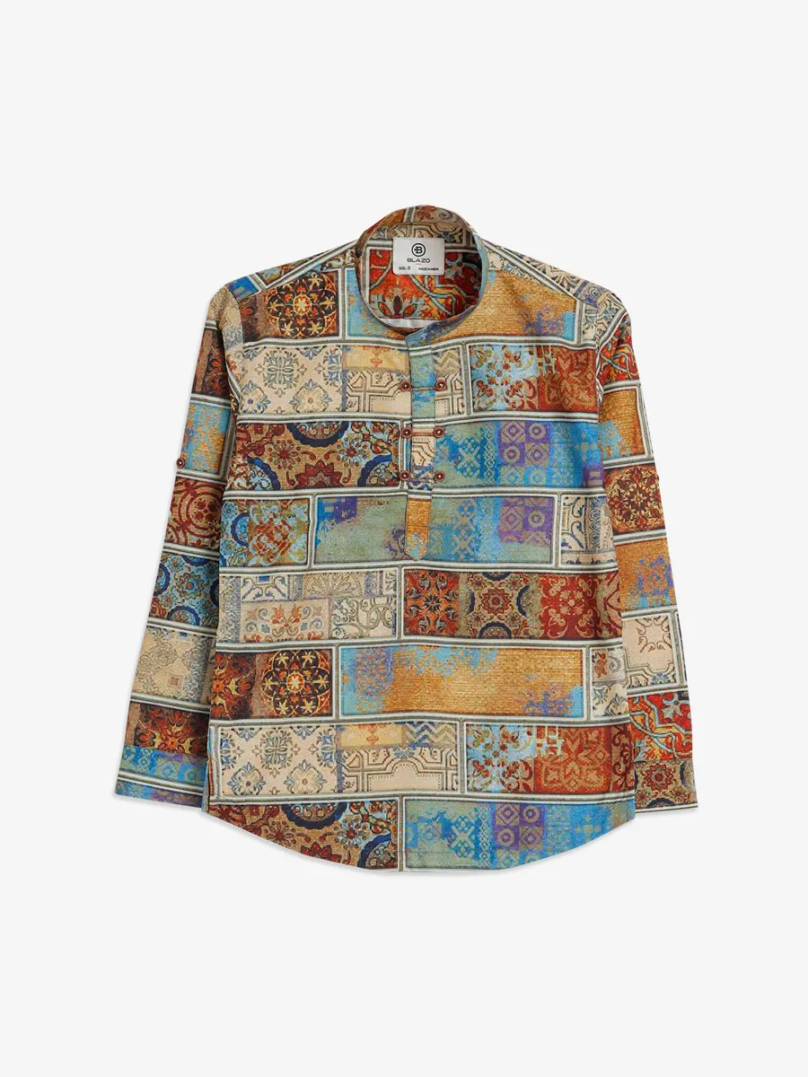 Blazo multi color printed kurta style shirt