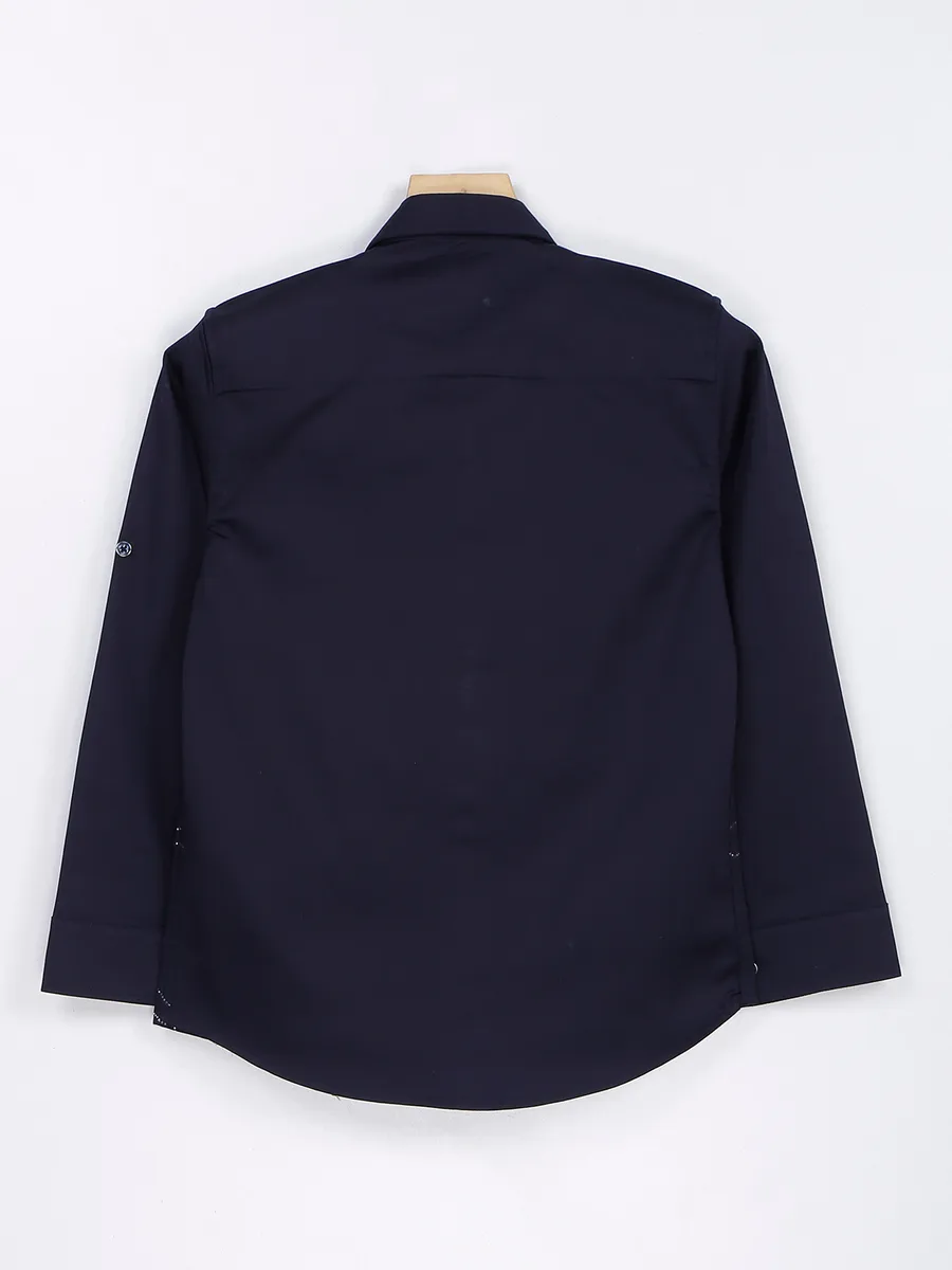 Blazo navy cotton full sleeves shirt