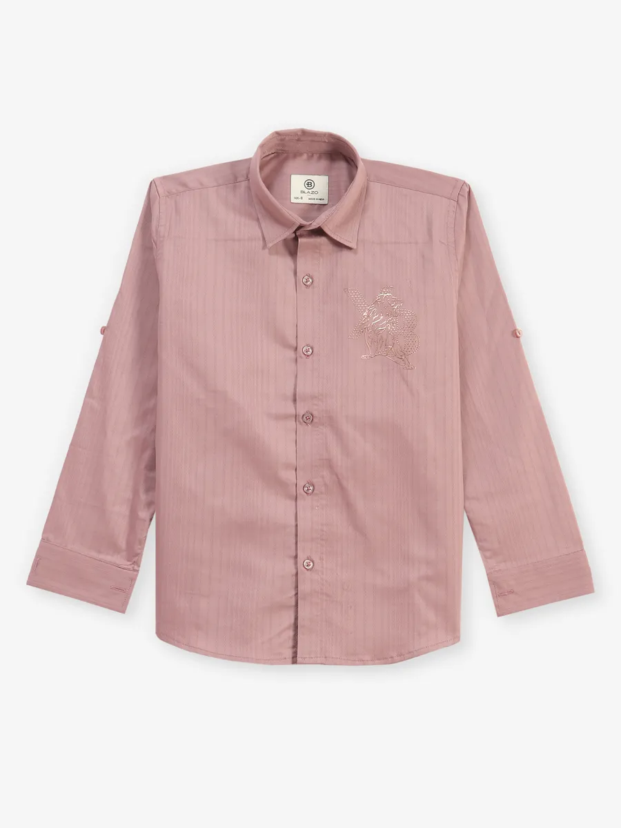 BLAZO onion pink stripe cotton shirt