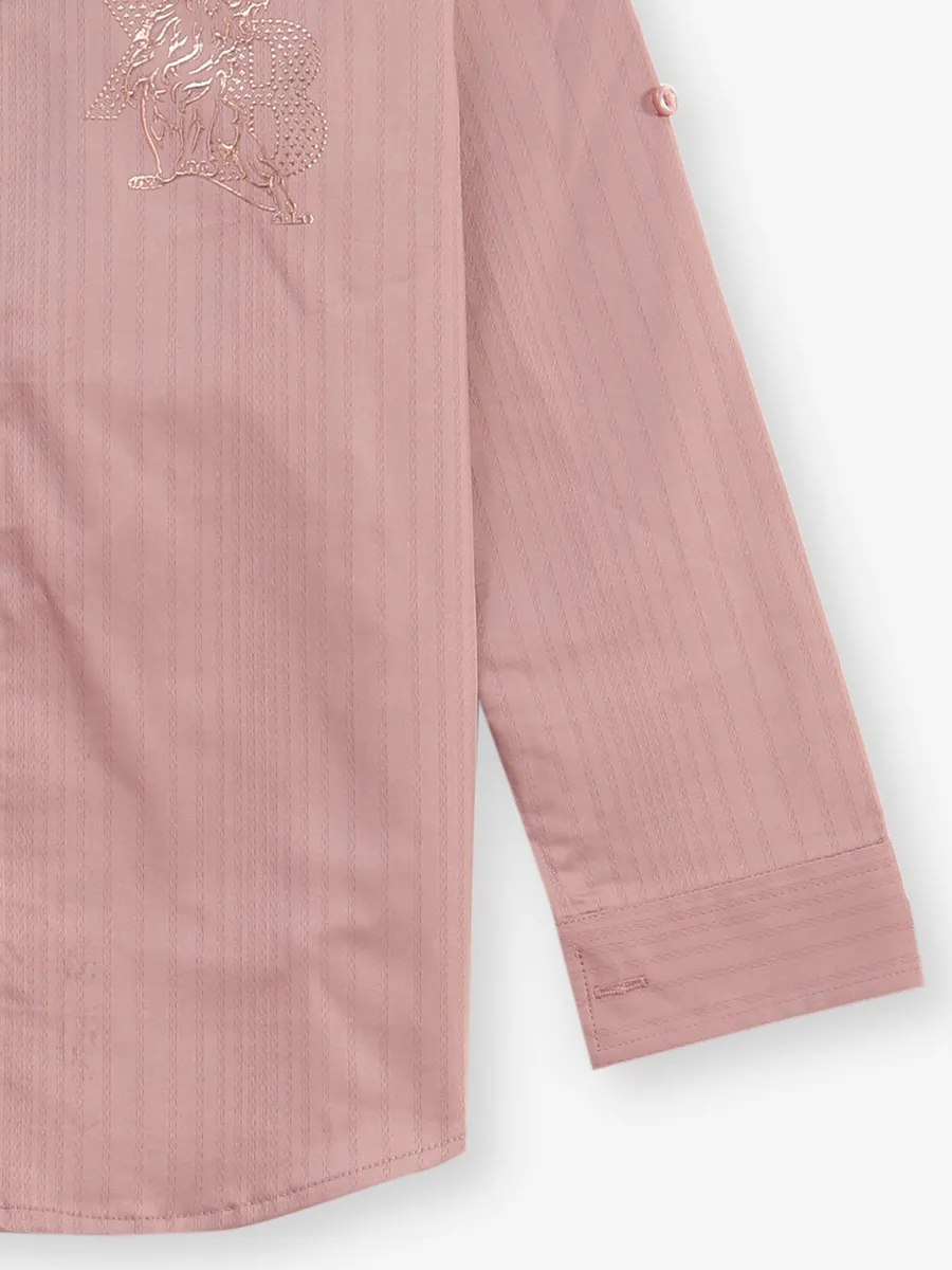 BLAZO onion pink stripe cotton shirt