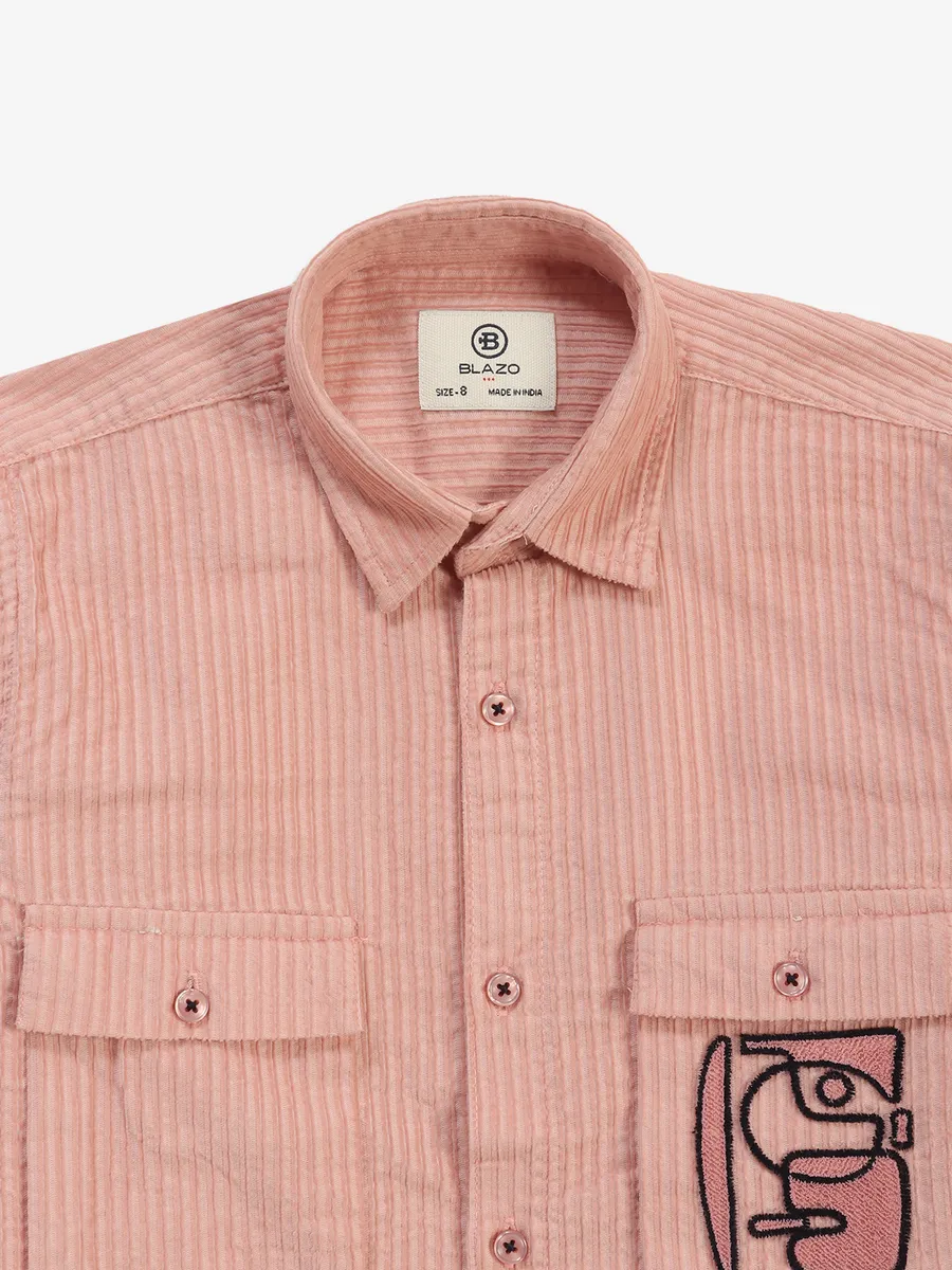 BLAZO peach stripe cotton shirt