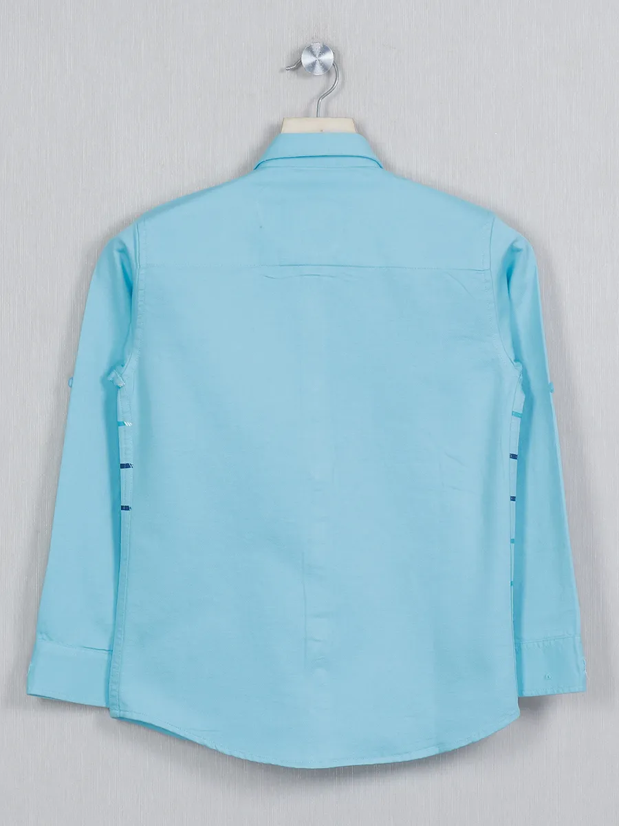 Blazo printed aqua casual wear shirt in cotton