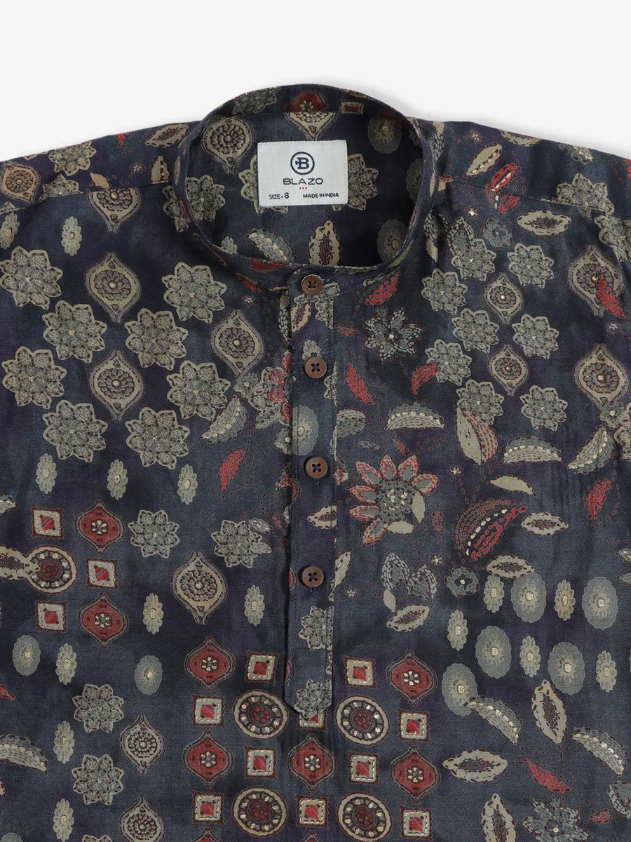 Blazo printed cotton navy shirt
