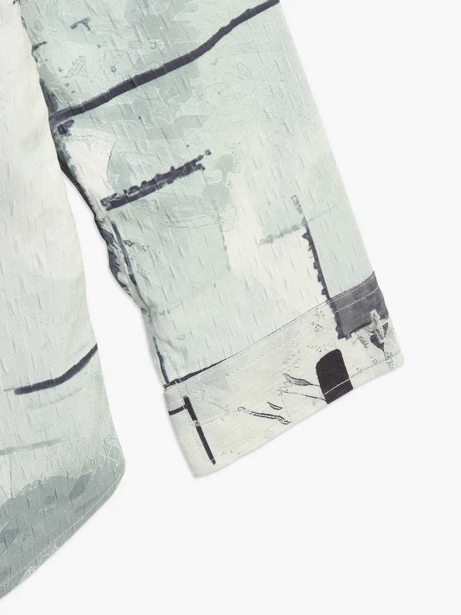 BLAZO printed pista green shirt