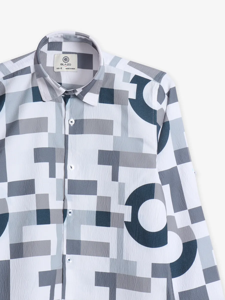 Blazo printed white cotton shirt