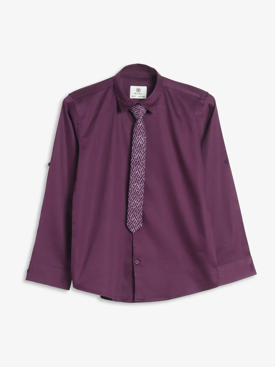 Blazo purple cotton plain shirt