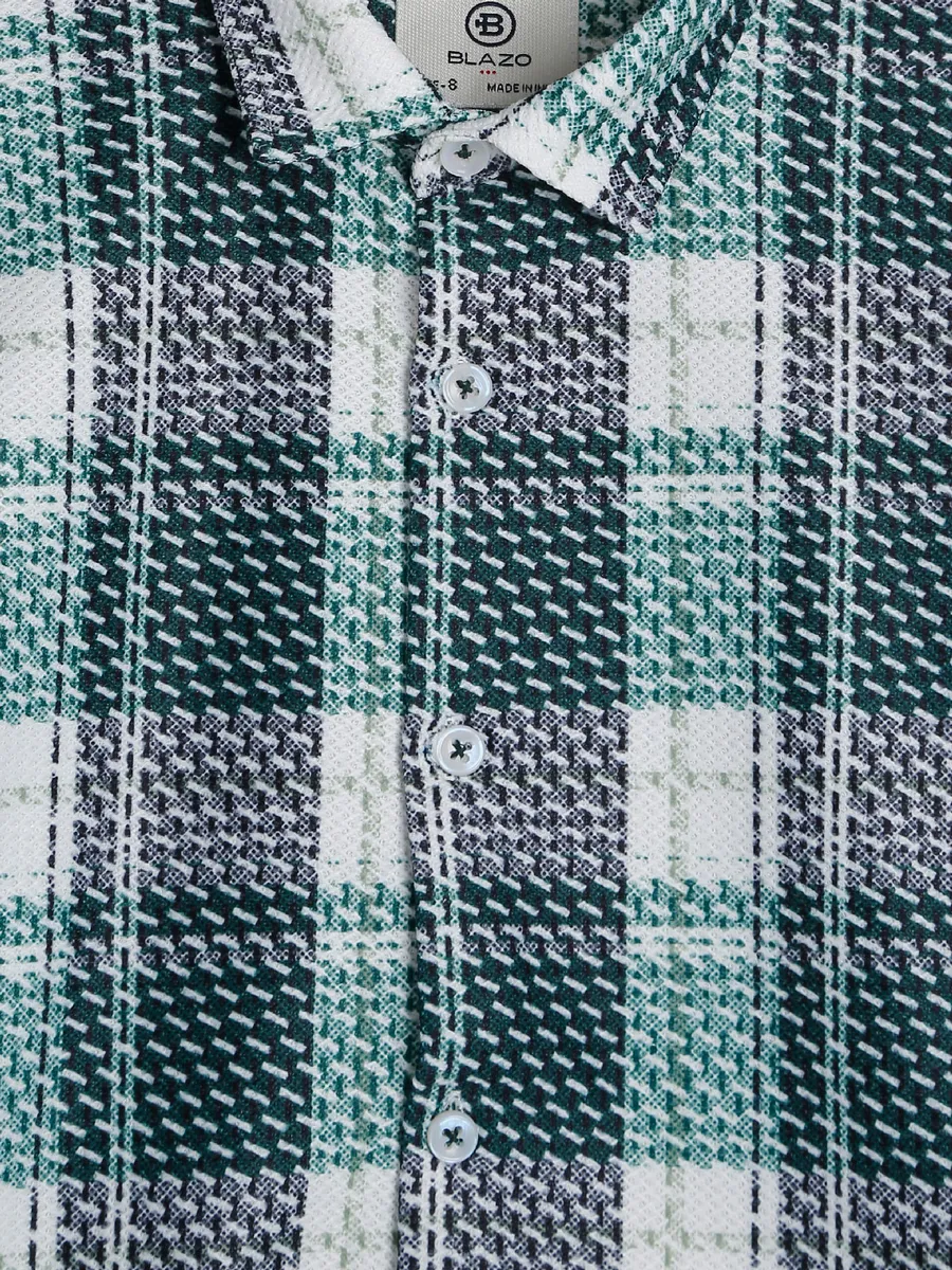 Blazo white and green checks shirt