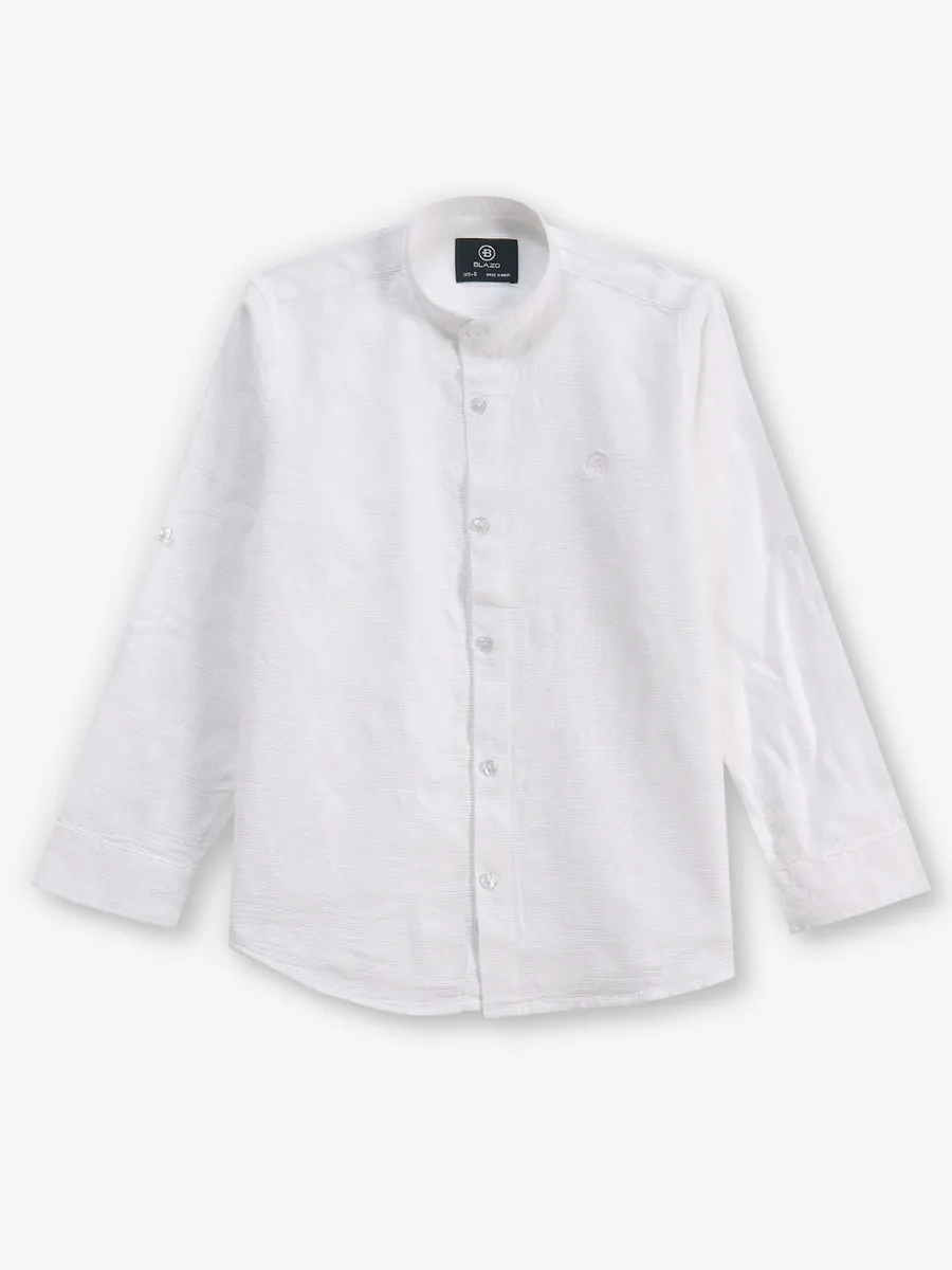 BLAZO white texture cotton shirt