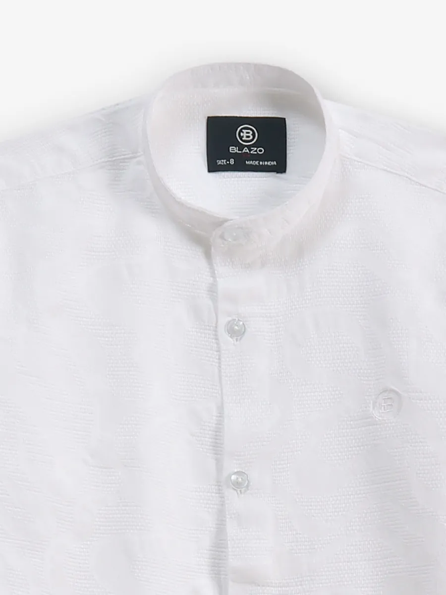 BLAZO white texture cotton shirt