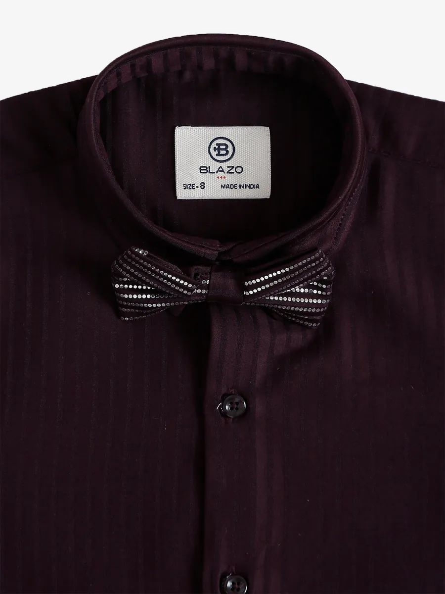 Blazo wine cotton shirt with bow
