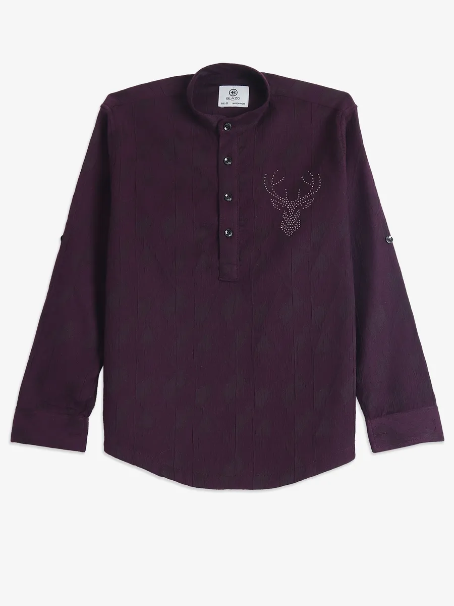 BLAZO wine plain kurta style shirt
