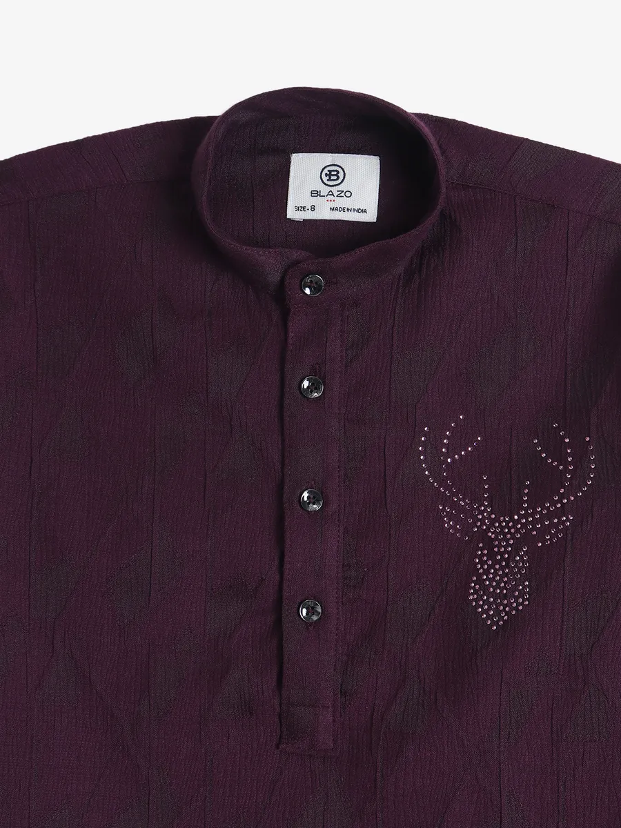 BLAZO wine plain kurta style shirt