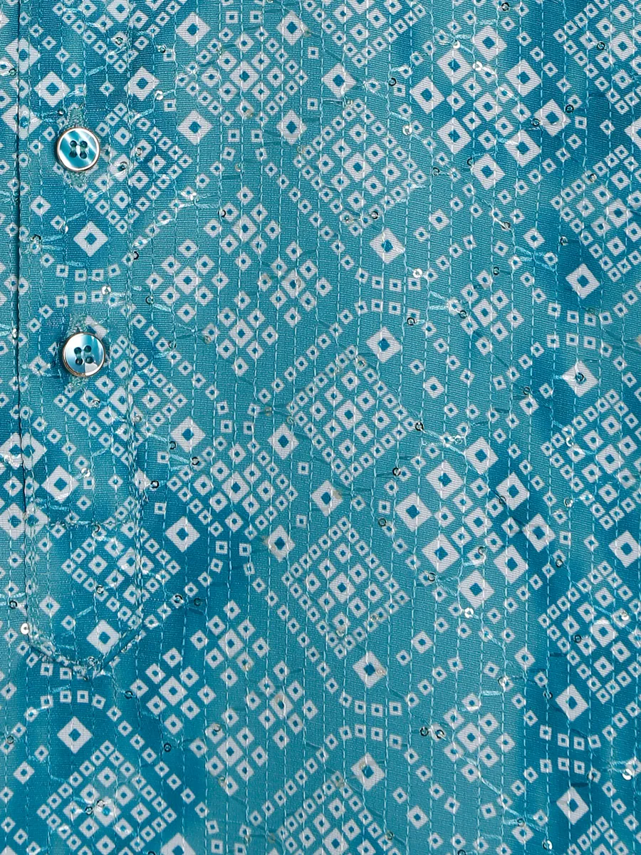 Blue shaded cotton printed kurta