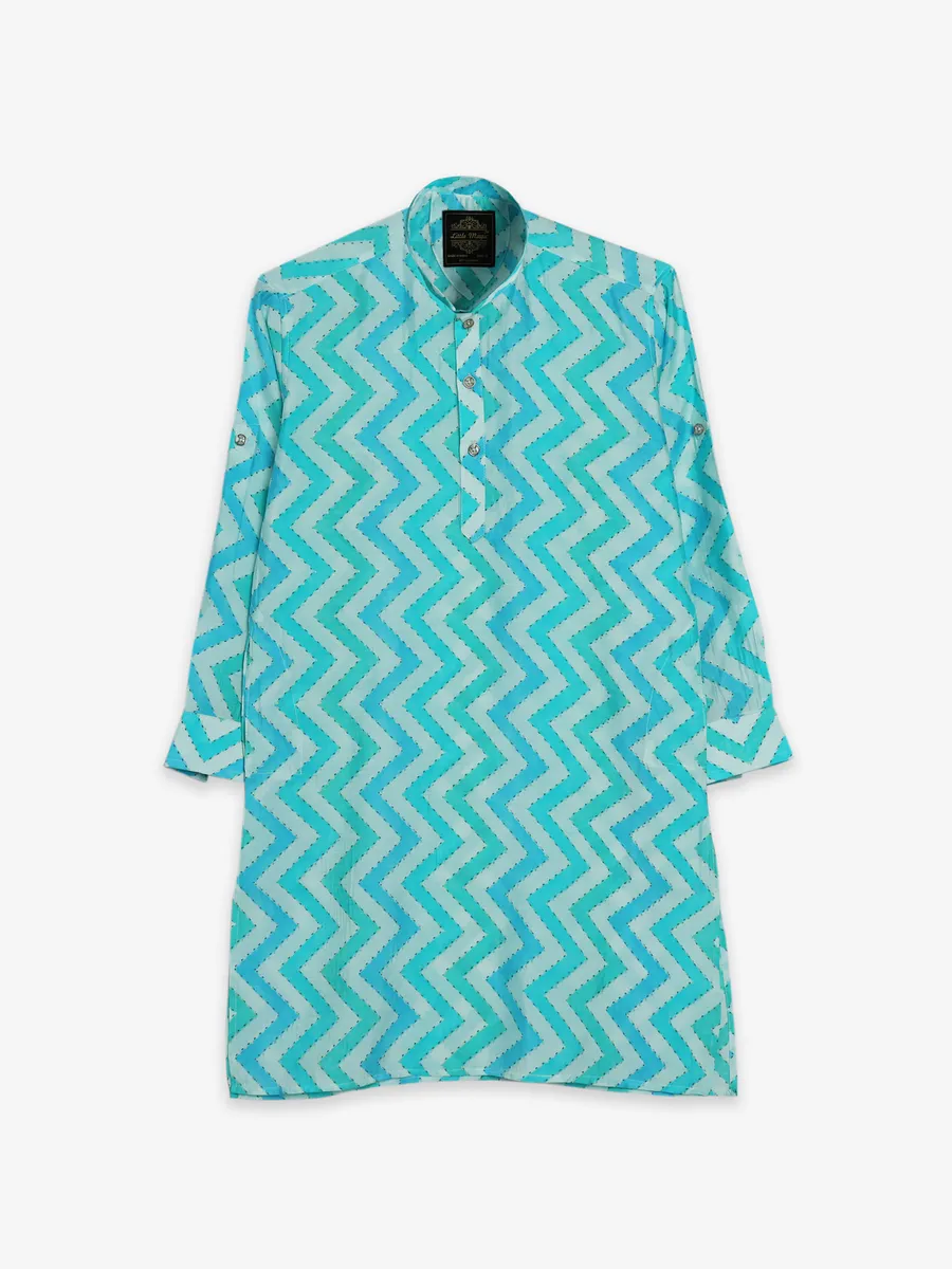 Blue zig zag cotton kurta