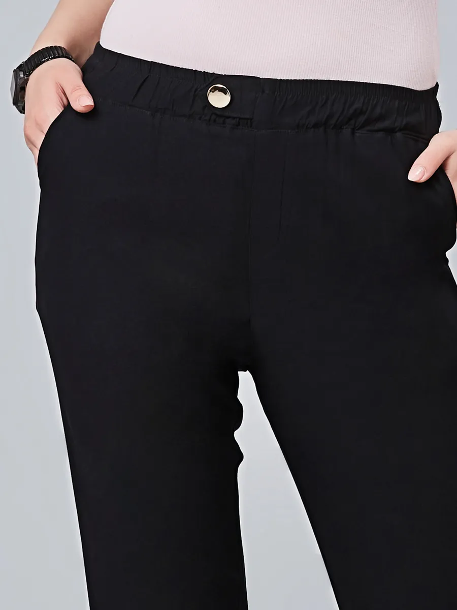 Boom black cotton ankle length pant