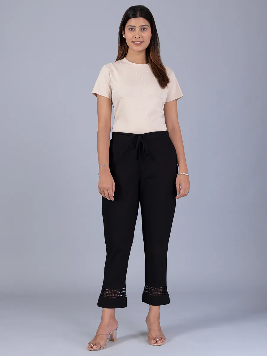 Black cotton pant for casual