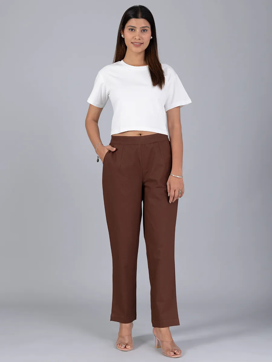 Brown casual wear cotton pant