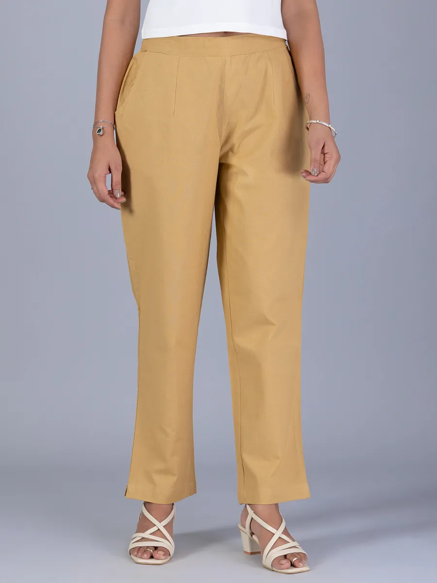 Khakhi cotton pant for women