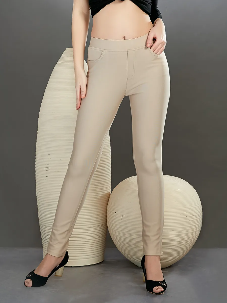 Boom cotton slim fit jeggings in cream