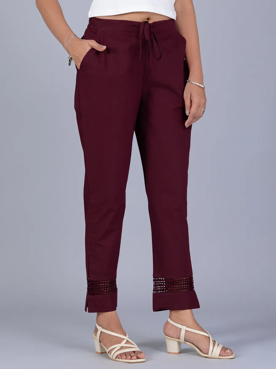 Wine cotton women pant