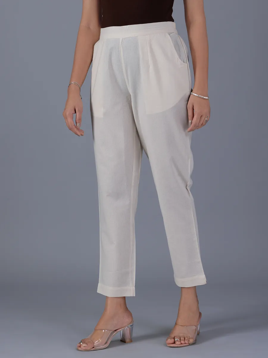 BOOM cream cotton women pant