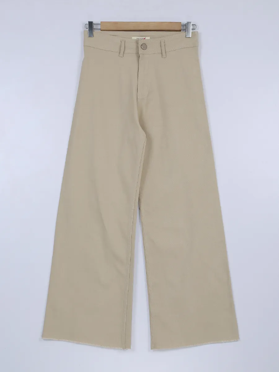 Boom khaki solid wide leg jeans