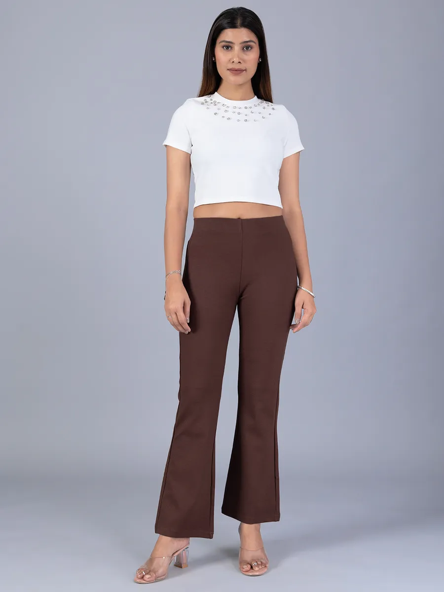 BOOM lycra brown pant for women