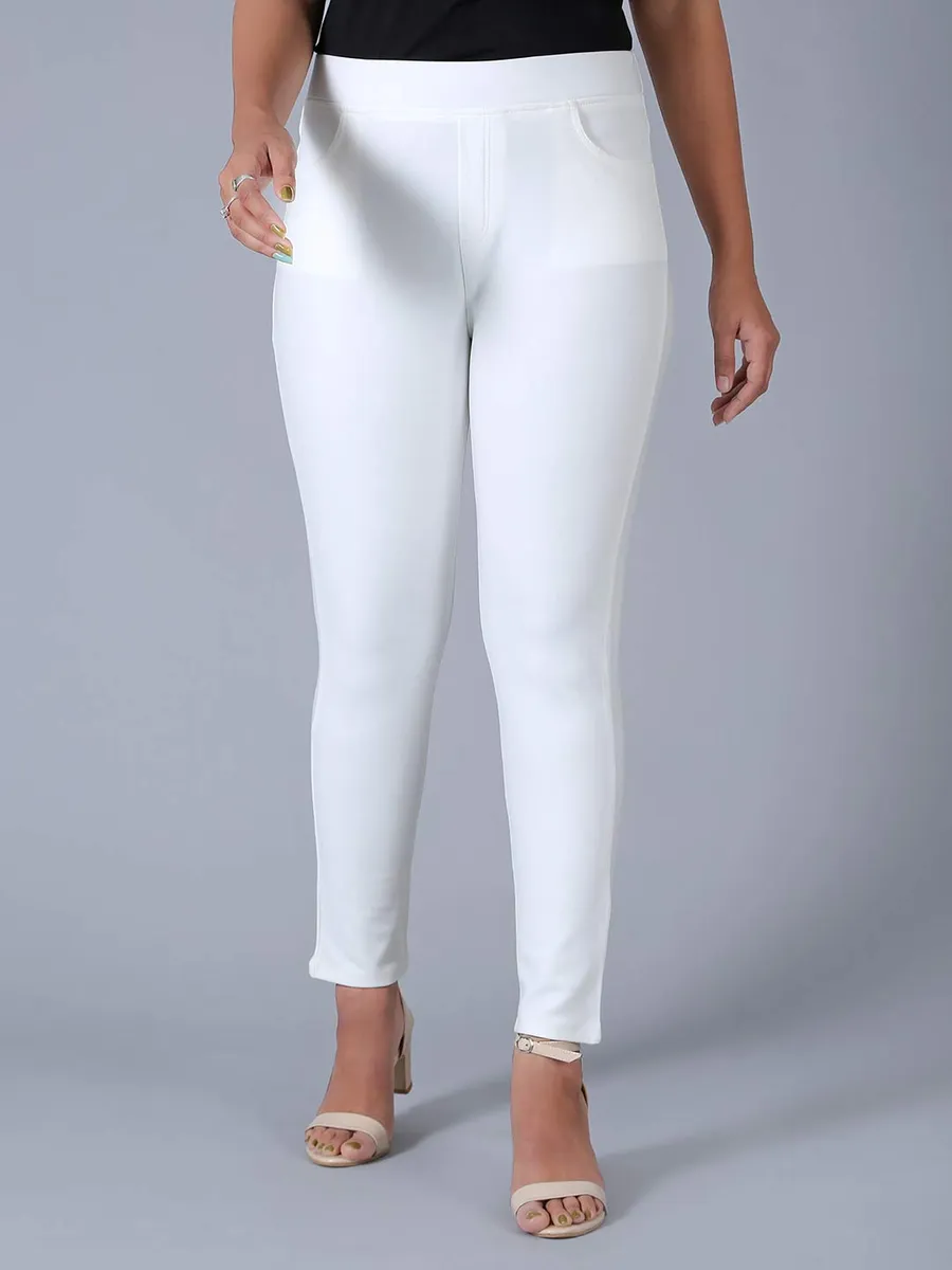 Boom off white cotton jeggings