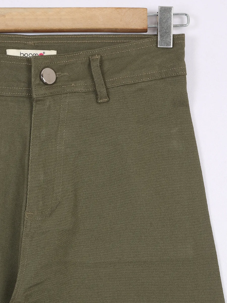 Boom olive wide leg solid jeans