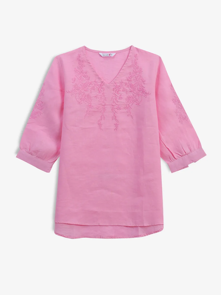 BOOM pink linen top