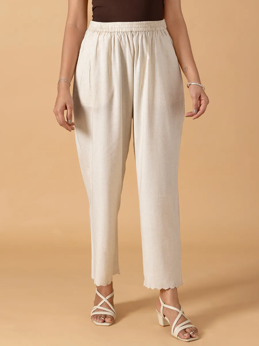 Cream women casual wear pants