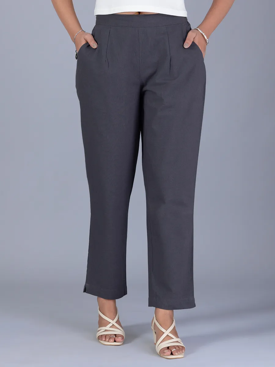 Solid grey cotton pant