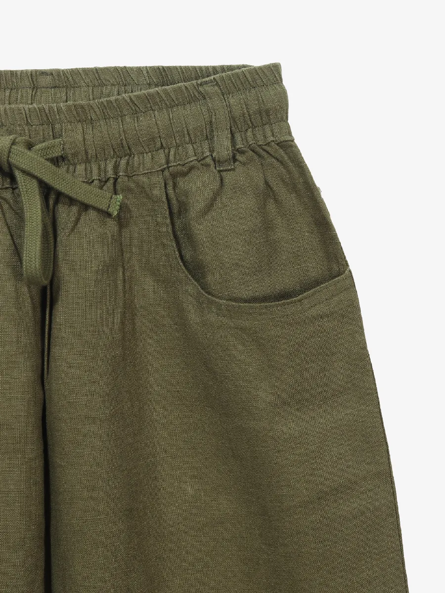 BOOM solid olive cotton pant
