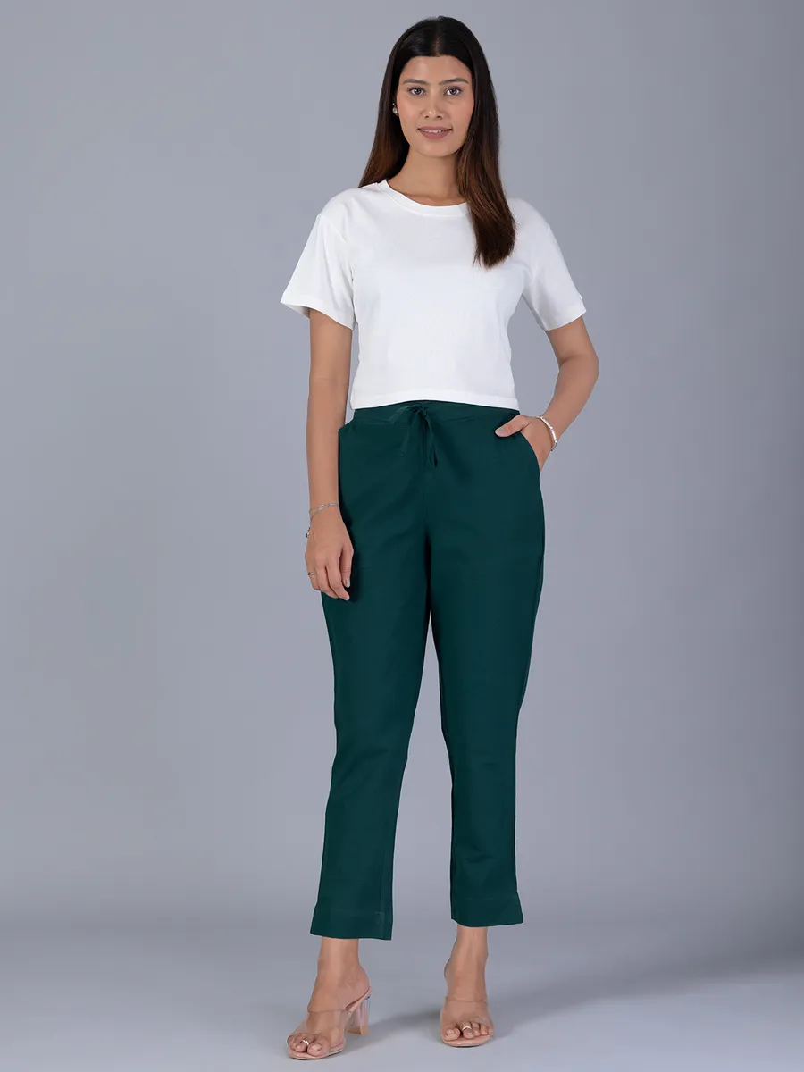 Women cotton pant in green