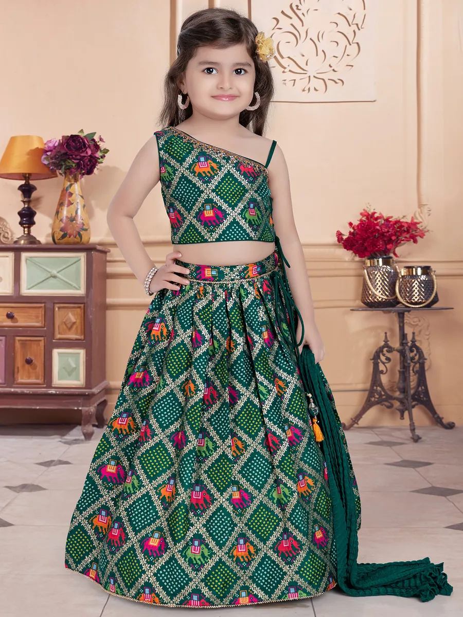 Bottle green georgette girls lehenga choli