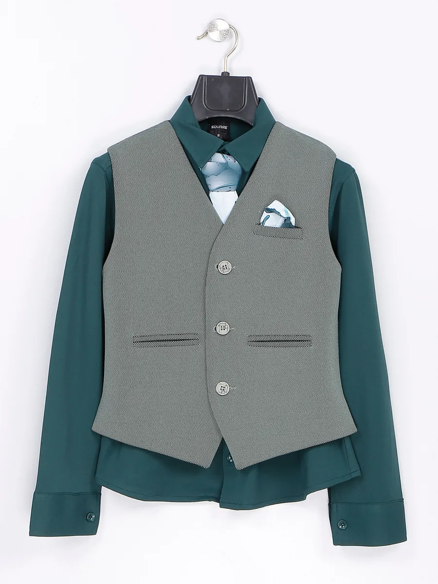 Bottle green silk waistcoat set for wedding