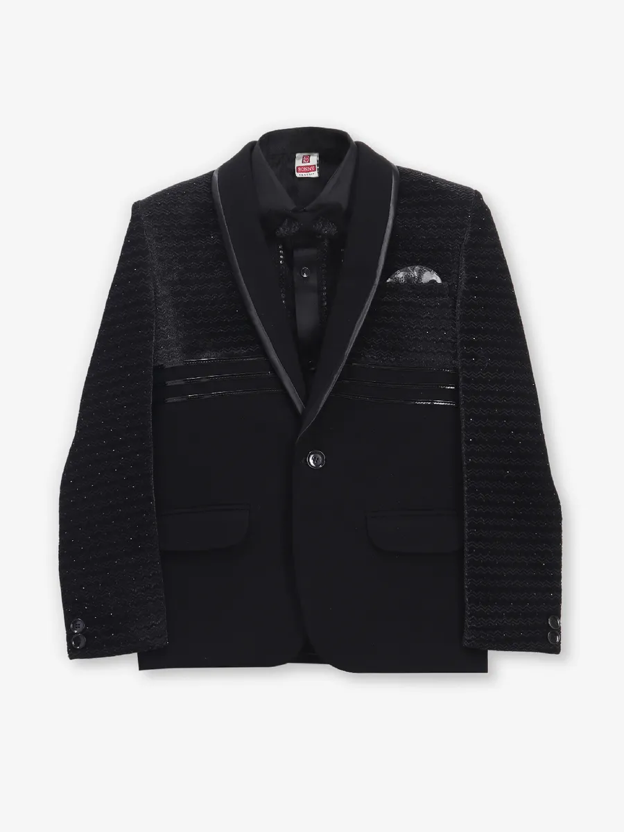 Boys black terry rayon coat suit