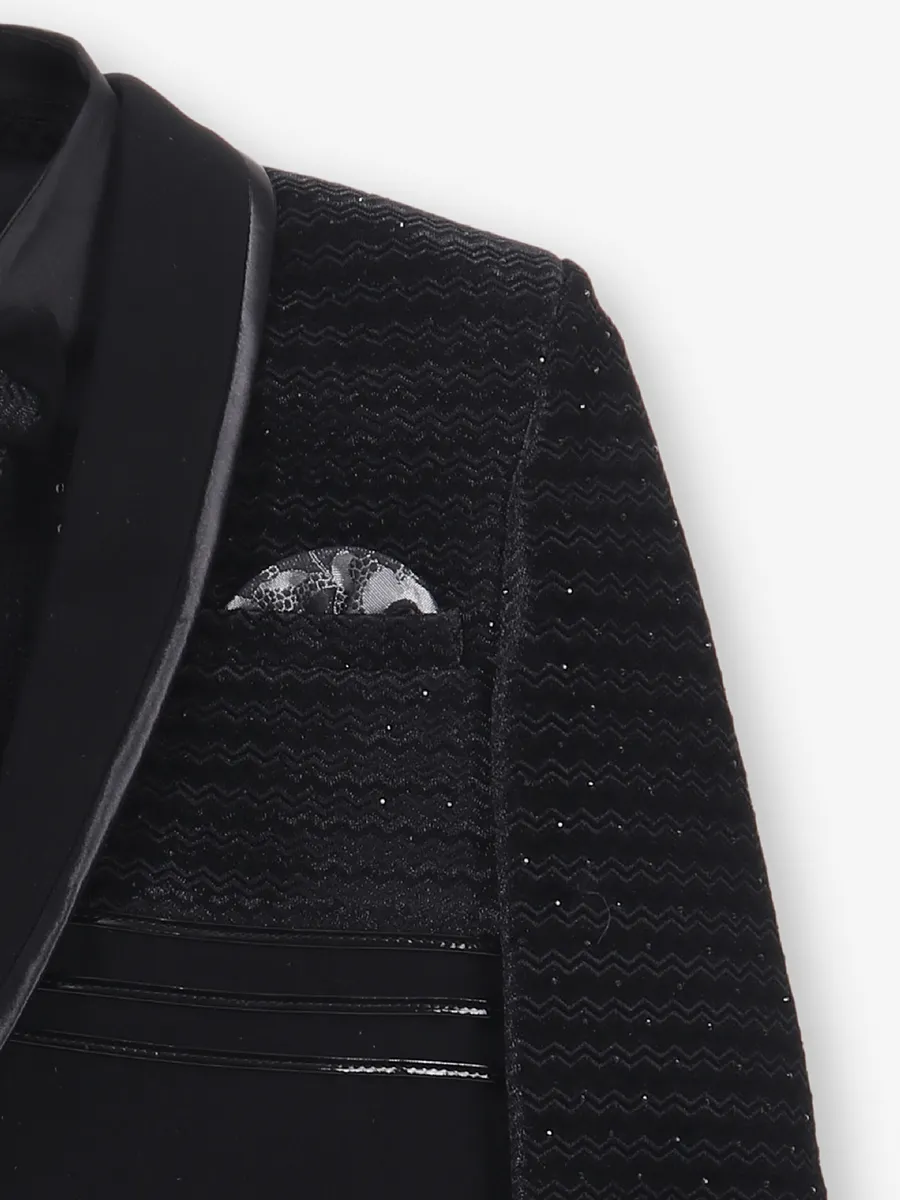 Boys black terry rayon coat suit