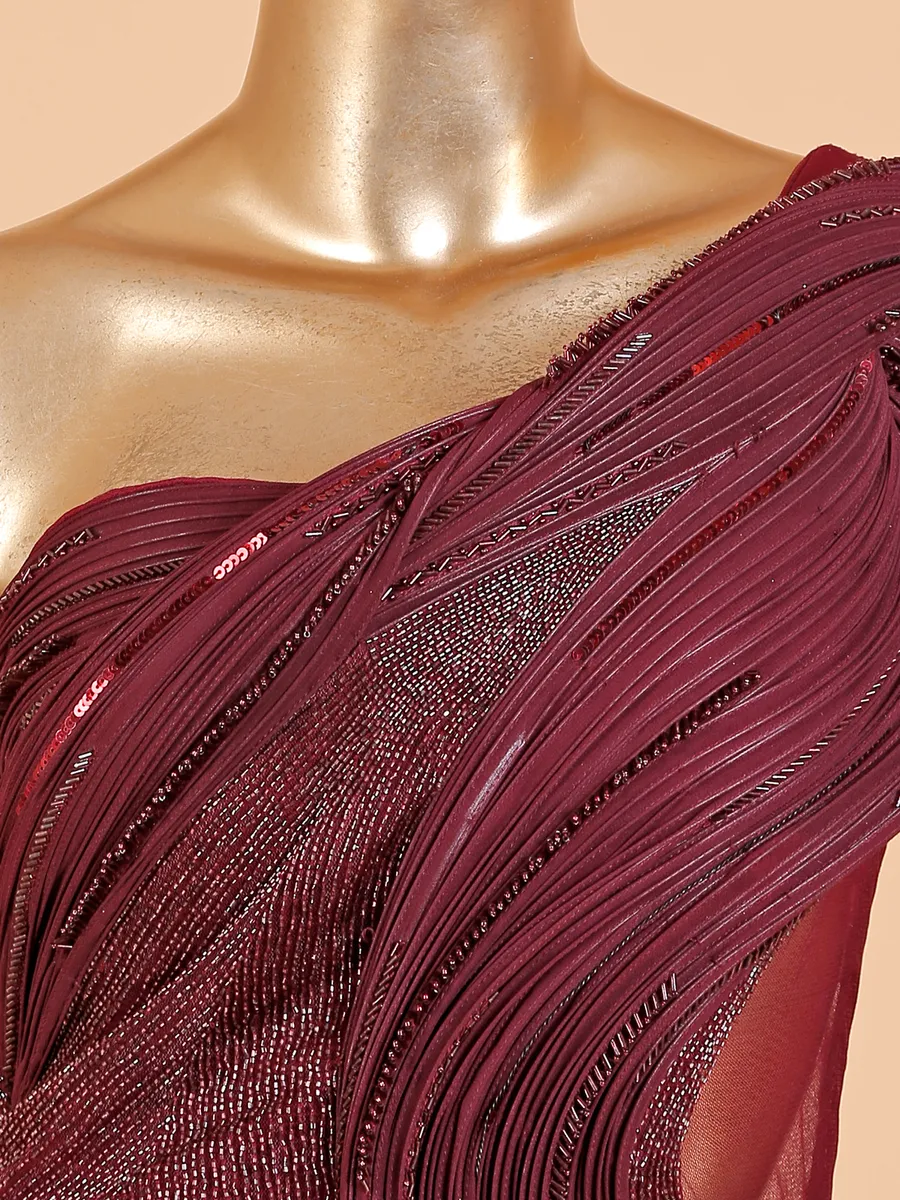Brautiful maroon designer gown