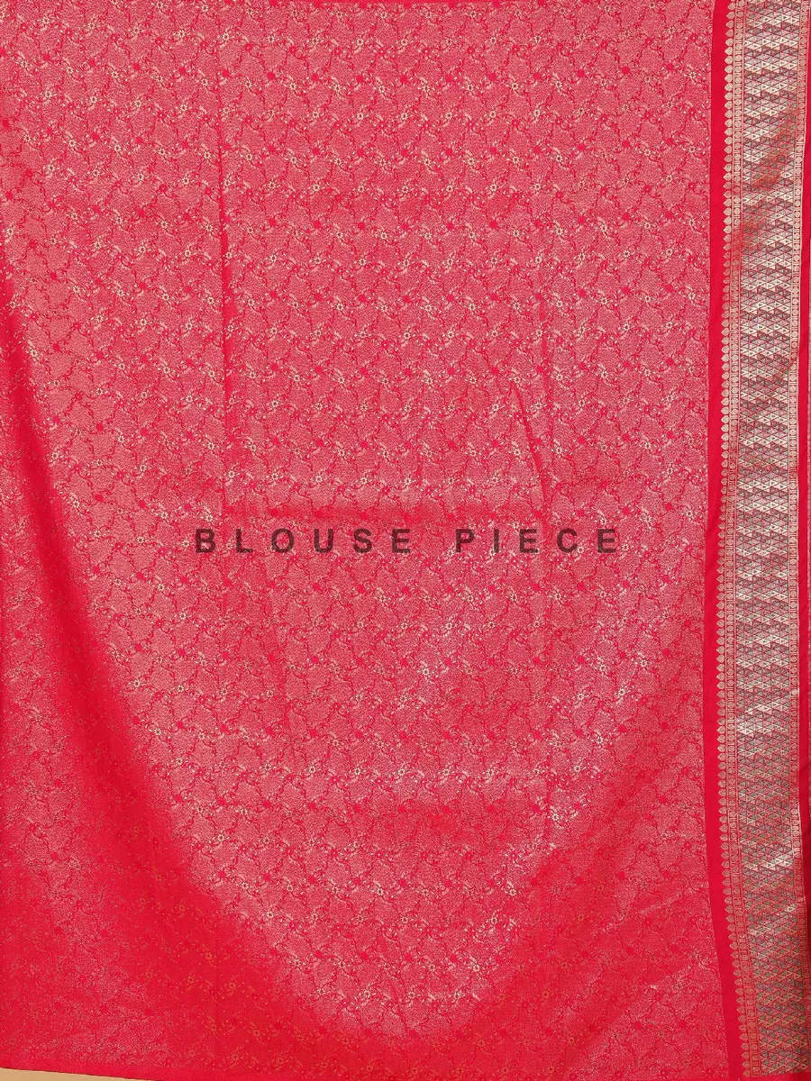 Bright pink silk thread and zari weave saree