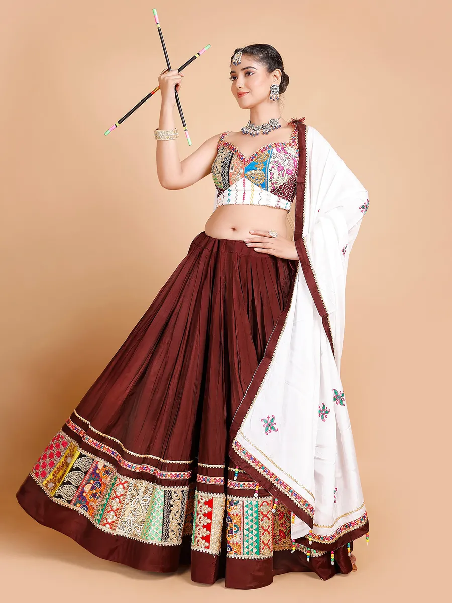 Brown cotton chaniya choli for navratri