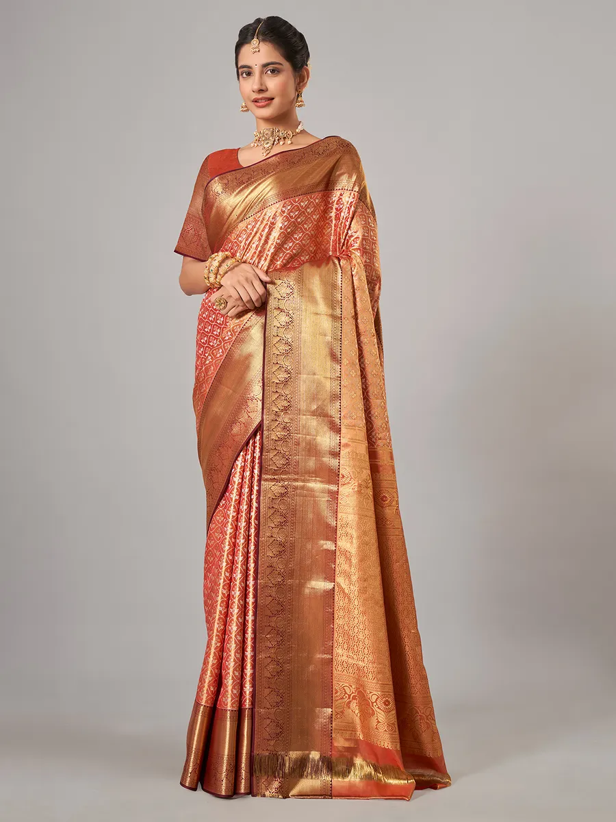 Brown kanjivarm silk saree